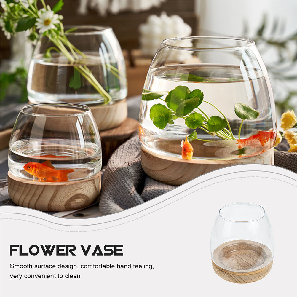 1Set Wooden Base Glass Hydropo - Aquarium Planted Aquarium recensione e prezzo